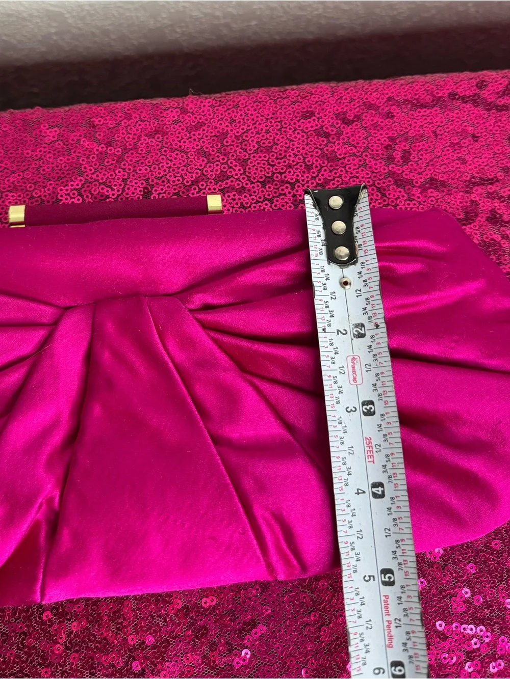 2/for$20🪩 NINE WEST Magenta, Leopard Satin Clutch, Gold-Tone Bar Handle 5x11”